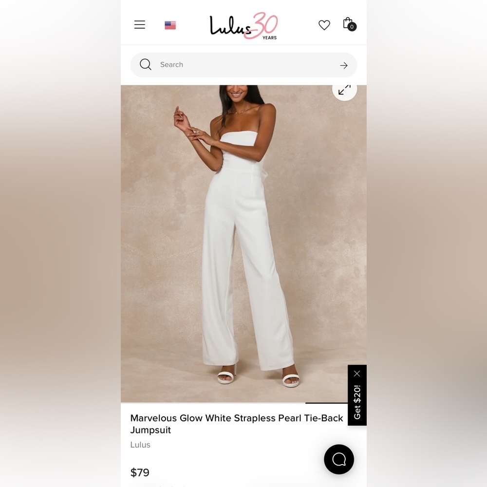 Lulus Marvelous Glow White Strapless Peal Tie Back Jumpsuit